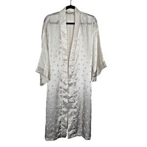 VTG Victoria’s Secret Lingerie Bridal Ivory Floral Jacquard Robe Sz M/L 80s/90s